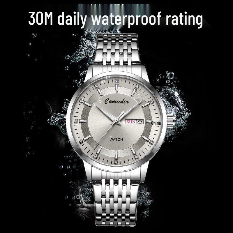 Pánské luminiscenční vodotěsné automatické skeletonové hodinky s dvojitým kalendářem