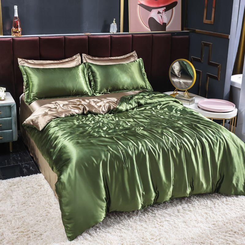Bedding Set Solid Color Luxury Bedding Kit Rayon Satin Duvet Cover Set Twin Queen King Size Bed Set 3pcs/4pcs Home Textile