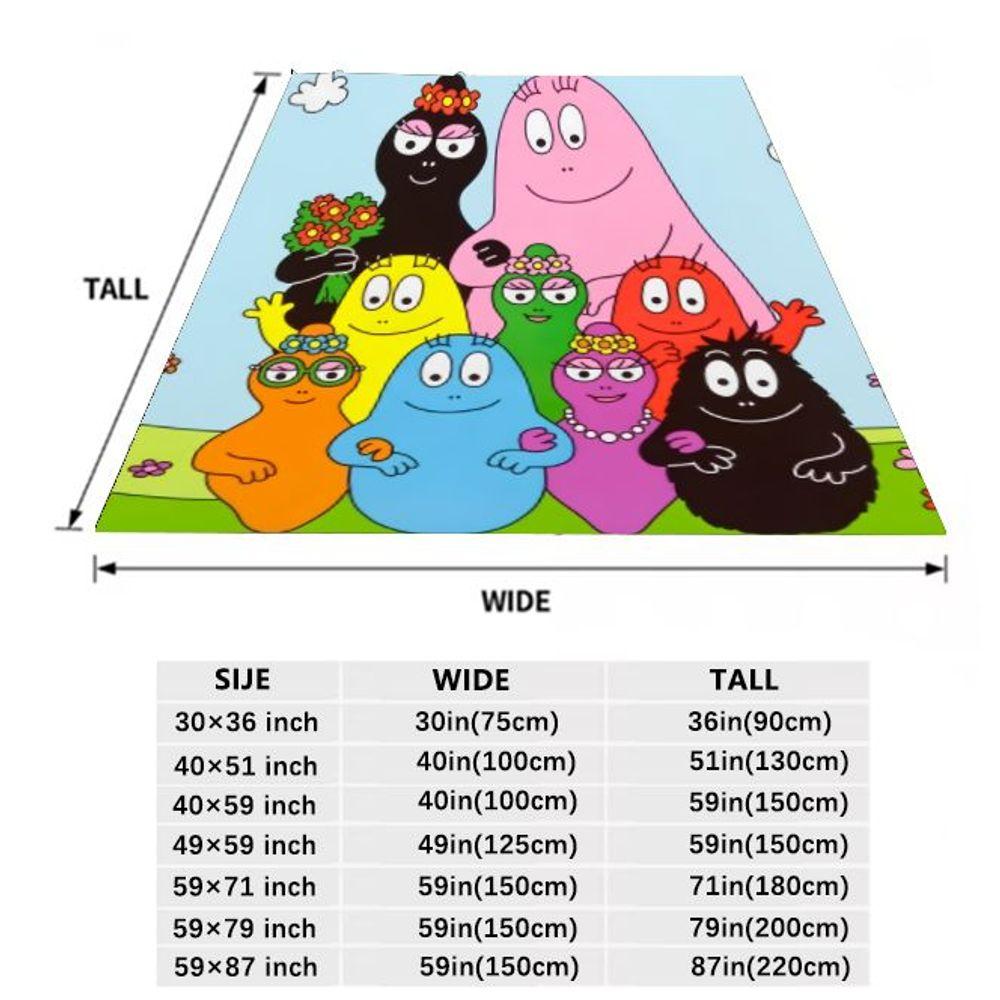 Kolorowy Koc Barbapapa - Fantazyjny Wzór Postaci w Kształcie Plamy do Rodzinnych Przytulasów, Przytulny Miękki Mikrofibra Blan