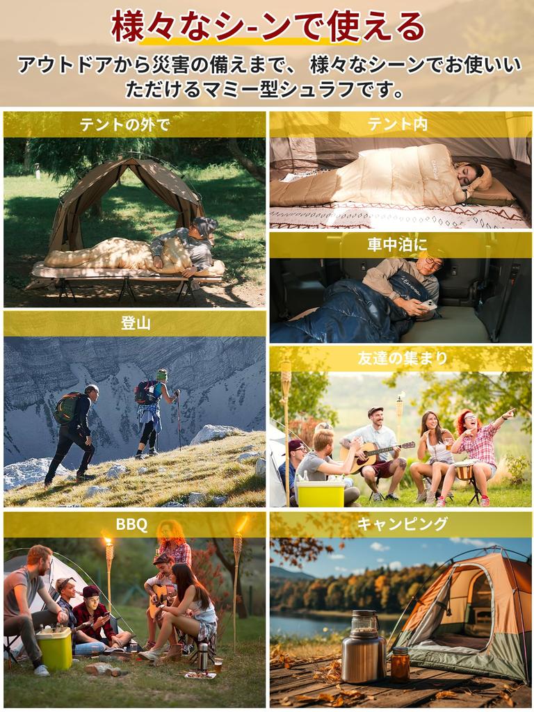 CAMDOOR Winter Sleeping Bag with Shoulder Warmers and 230T Mummy Comfortable Temperature Range Compact High Perfect for Car Outdoor and Disaster Fully