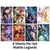 8pcs Legends Mobile  Poster Copperplate Paper Home Collection Decoration Fans