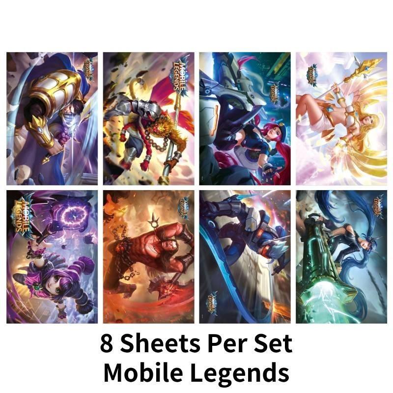 8pcs Legends Mobile Poster Copperplate Paper Home Collection Decoration Fans