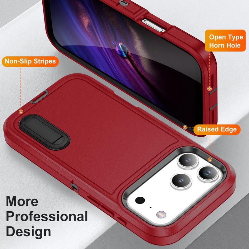 For iPhone 17 Pro Max Case Rugged Bumper Hybrid 3in1 Candy Color Shockproof Phone Stand Cover For iPhone 16 15 14 13 Pro Max 17e 16e