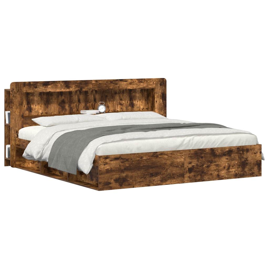 Headboard Cabinet Smoked Oak 215 x 18.5 x 100 cm