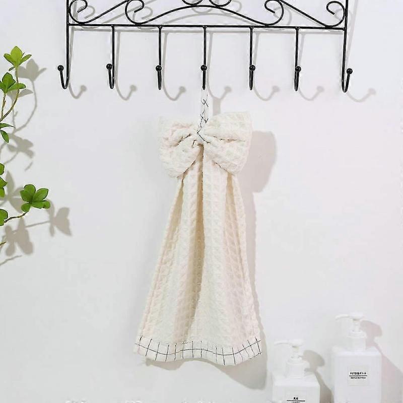 3 Pack Bowknot Hand Towel - Soft Dish Wipe Cloth With Hanging Loop For Kitchen Bathroom, Microfiber Coral Velvet Cute Hand Towel For Kids, Adults