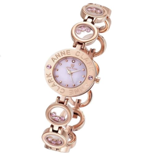 

Женские часы ANNE CLARK серии Moving Stone с циферблатом из натурального перламутра, натуральными бриллиантами и браслетом с подвижными камнями (Розовое золото/Розовый циферблат)