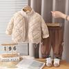 Boys' 3-piece long sleeved set, 0-5 years old Children's warm vest+stand collar thick top+casual pants, Boys' fashionable set