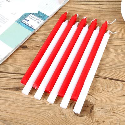 Paquete de 10 Velas Rojas y Blancas para Iluminación del Hogar, Velas Ordinarias Diarias, Velas de Emergencia de Palo Largo para Bodas No Románticas