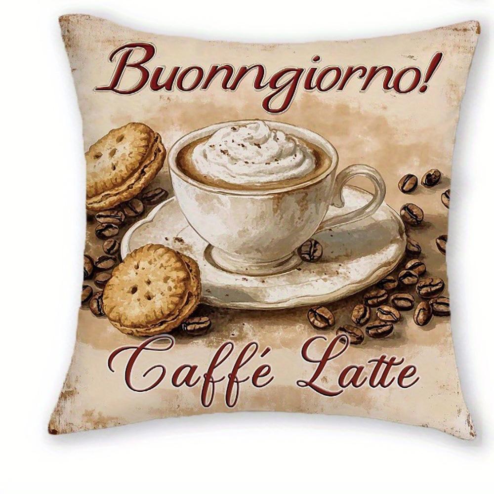 Caffe-Infused Decorative Pillow Covers: Latte, Mocha, Espresso & More Sofa Cushion Cover Home Room Decoration 2D Flat Printing