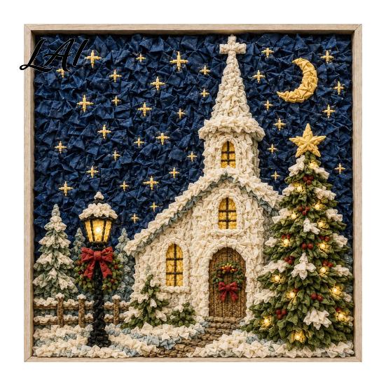 Christian Home Decor Projects 3D Fabric Poke Art Kit for Adults Faith Inspired Holiday Craft Kit DIY Christmas Wall Handmade Religious Gift Layered