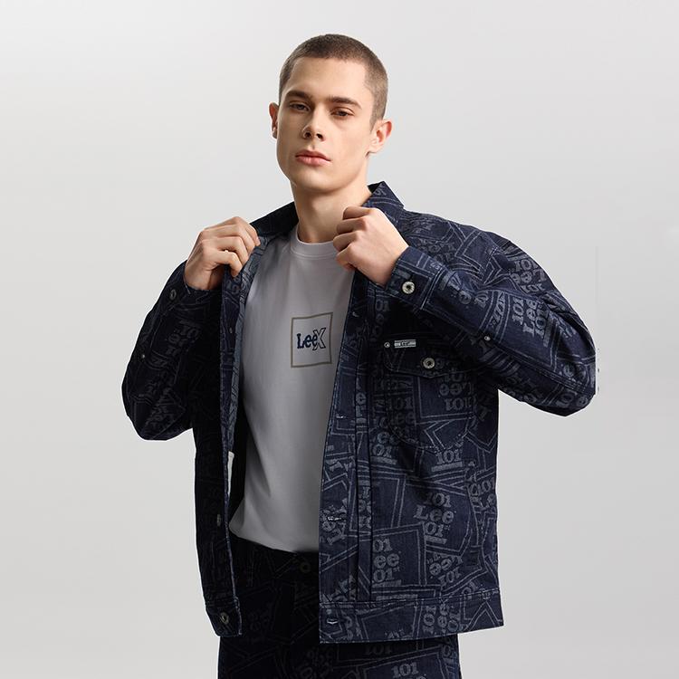 101J Western Jacket Comfortable Version 101+ All Over Print Simple Casual Lapel Loose Long Sleeve Denim Jacket Men jackets LMT011880210998-898L00