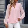 Women's Casual Fashion Patchwork Chiffon Long Sleeve Solid Color Shirt