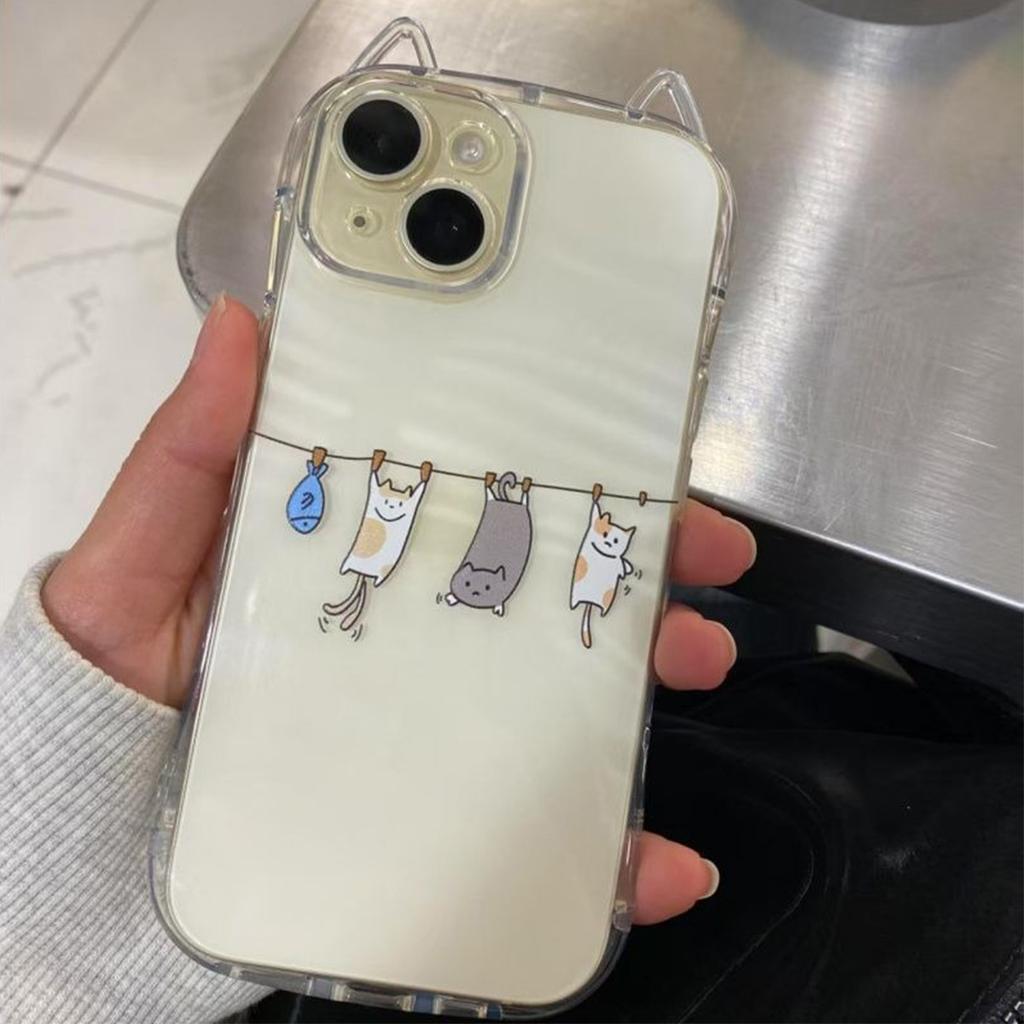 Für Apple Handy Schutzhülle für Apple Hülle Premium Handyhülle Katzenohr Transparent für Apple 13promax Handyhülle