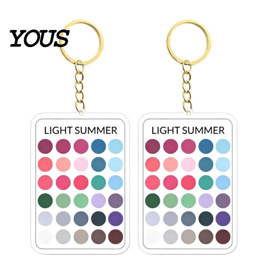 Wardrobe Color Matcher 2Pcs Palette Keychain Pendant, Clear Acrylic Season Analysis Swatches Matching Tool Keychain, Card, Gifts for Fashion