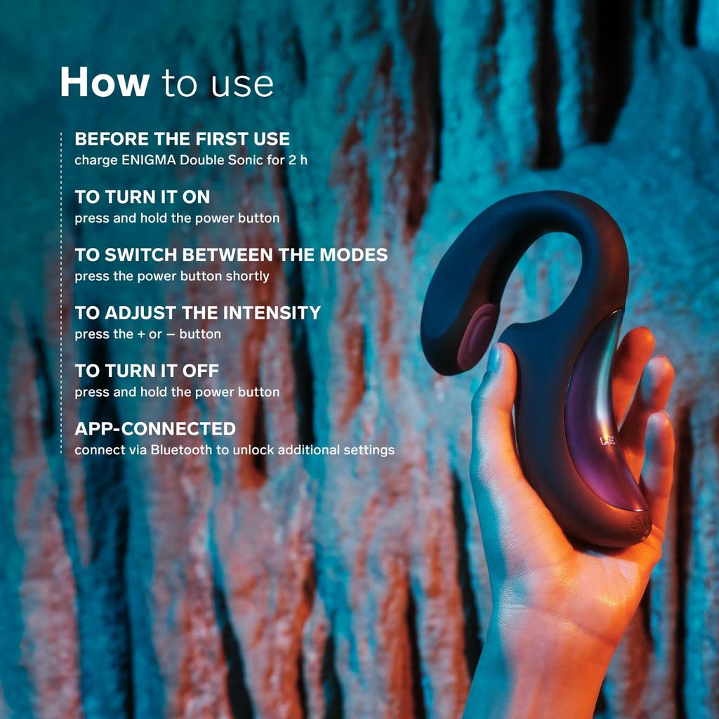 LELO ENIGMA Double Sonic Triple Stimulation Massager for Women App 8 Pleasure Settings and 2 Extra Rabbit Sex Vaginal Black (Bluetooth Compatible),