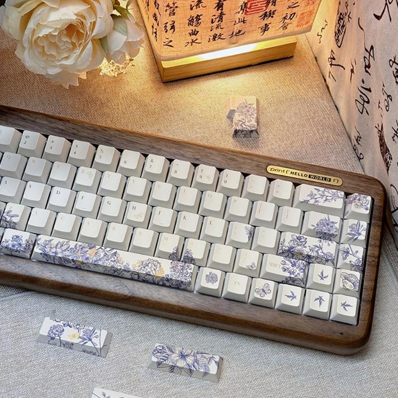 French Embroidery Theme PBT Keycaps DyeSub Keycap Set for Mechanical Keyboard Switches 7u 2.25u 2.75u Spacebar