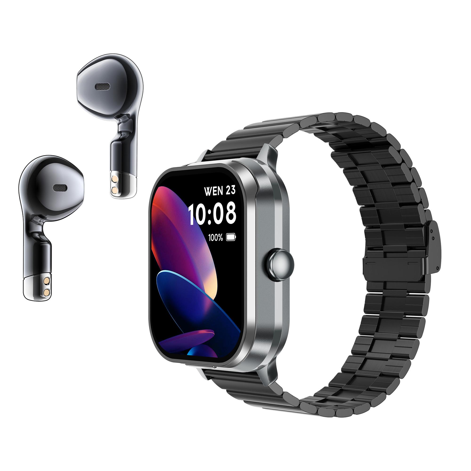 

D8 Pro 2-в-1 Bluetooth-сумісний TWS навушник Моніторинг здоров я Bluetooth-сумісний дзвінок Розумний годинник, сталевий ремінець Silver