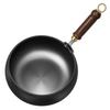 Nonstick Wok with Wooden Handle Iron Wok Uncoated Iron Pan for Indoor and Outdoor Cooking