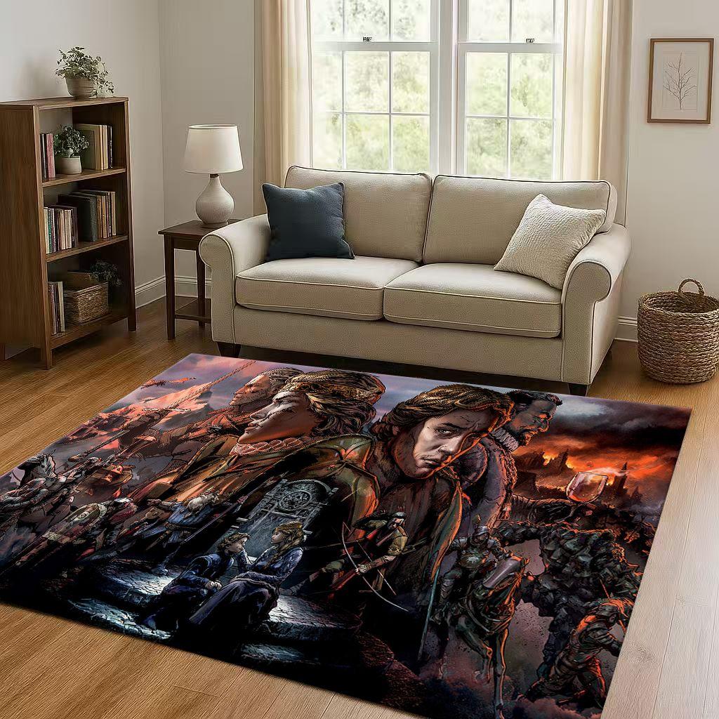 3D The W-Witcher Game Geralt Gamer Cartoon Living Room Non-Slip Area Rug Carpet for Bedroom Playroom Sofa,Home Doormat Kid Gift
