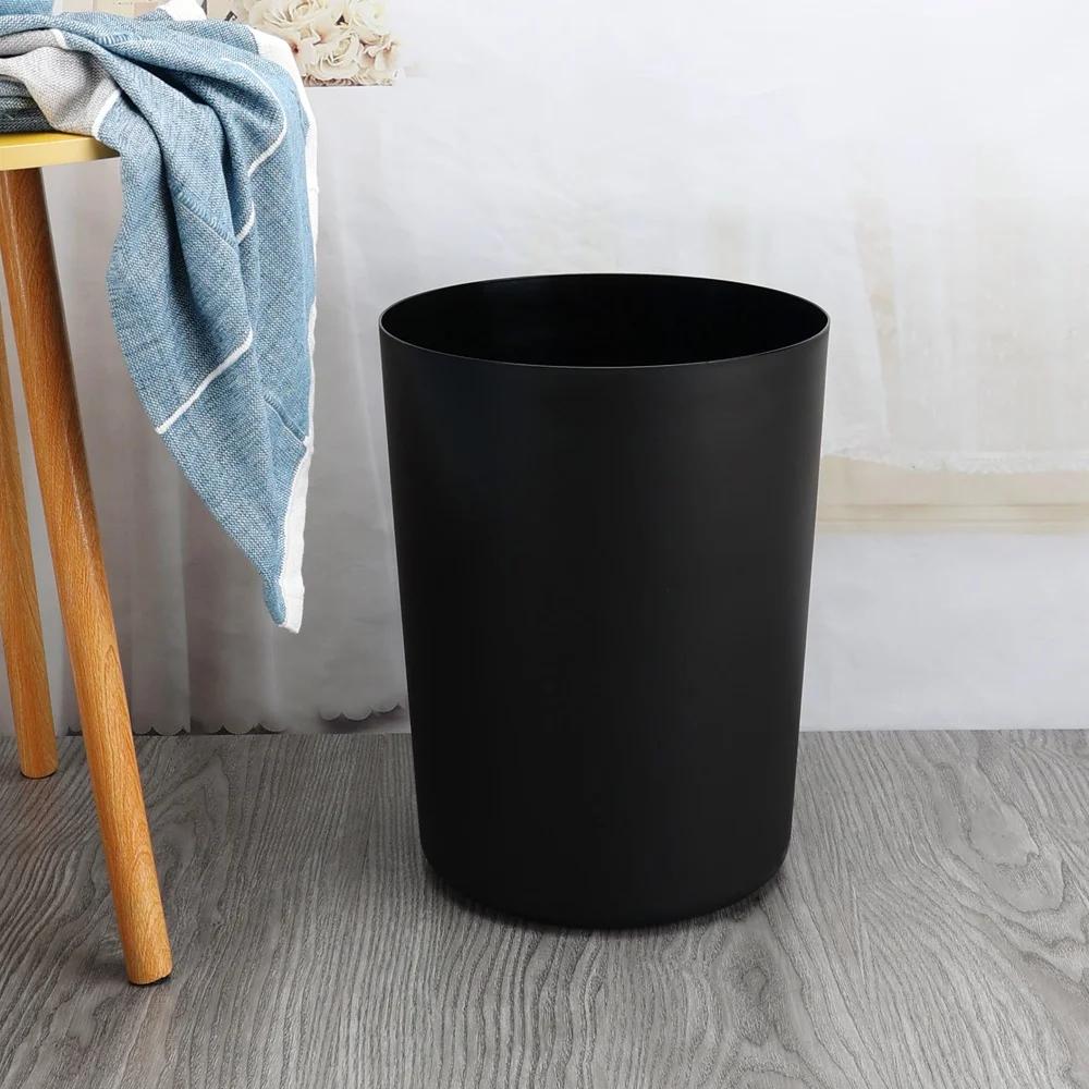 2 Pack 5 Gallon Black Plastic Wastebasket Indoor Trash Can Durable Easy Clean Ideal Office Home