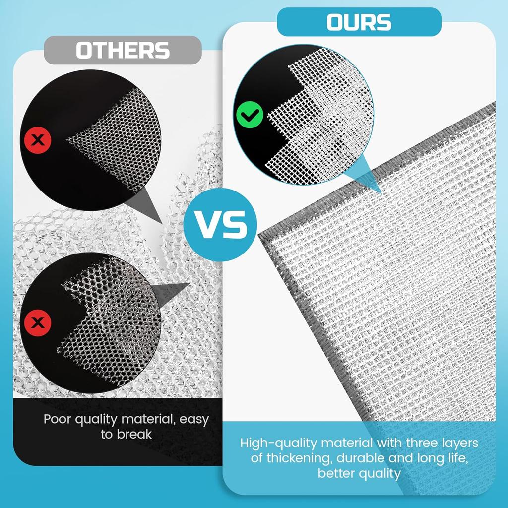 10 Pcs New Upgrade 3-Layer Metal Dish Cloth, No Scratches and No Odor, Multipurpose Wire Dishwashing