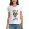 God Is Love Ladies Cotton T Shirt,Pure Cotton Premium Print,Durable,Casual And Fashionable.God Is Love With HeartShaped TieDye Pattern, Express Faith 