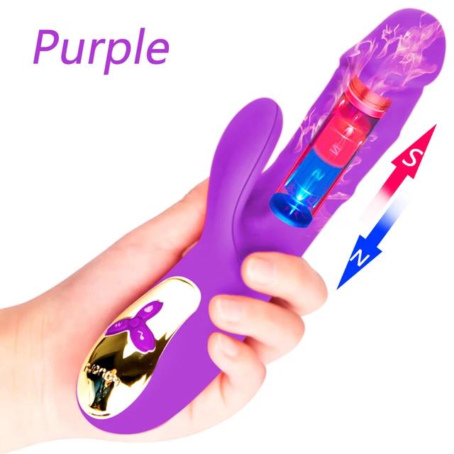 Magnetic Pulse Automatic Thrusting Vibrator for Women Heating Telescopic Masturbation G-spot Clitoral Stimulation Sex Toy