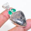 Natural Gabbro Stone, Onyx 925 Sterling Silver Jewelry Pendant 2.13" ZS-209