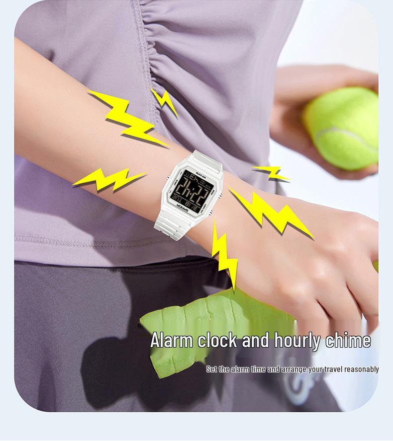 Sanda Waterproof Sports Alarm Watch - Multifunctional Square Electronic Timepiece for Students & Parties