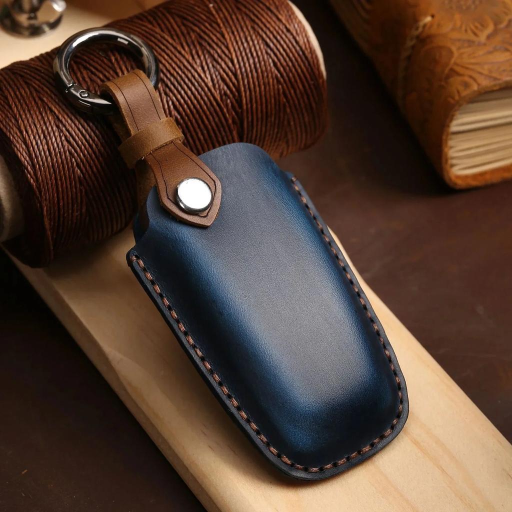 Leather Car Key Case Cover Keychain Holder Fob Protector for Ford Mondeo Lincoln Aviator Navigator F150 Raptor Focus Keyring Bag