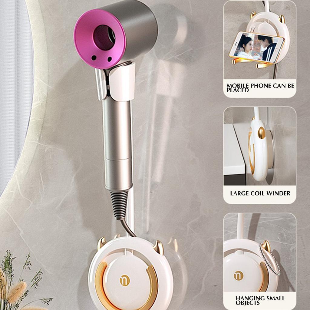 Hands Free Hair Dryer Holder Stand for Lazy People with ABS Material and Wall Mount Design Compatible with Most Hair Dryers