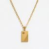 Fenny 18K Gold Plated No Fade Simple Fashion Star Zirconia Rectangle Pendant Necklace Trend Stainless Steel Jewelry