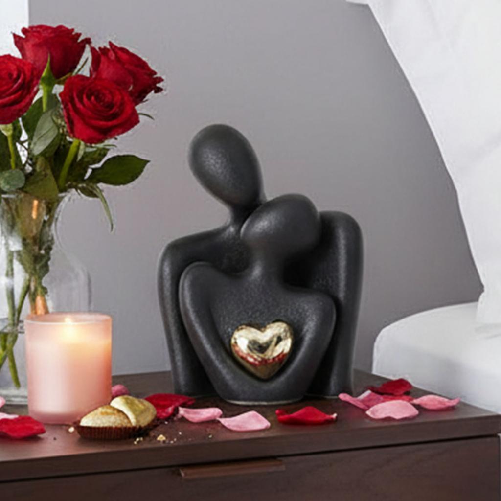 Paar Umarmung Figur Romantische Liebe Umarmung Statue Leichtgewichtige Moderne Keramik Herz Umarmung Handwerk Heimdekor Valentinstag Geschenk