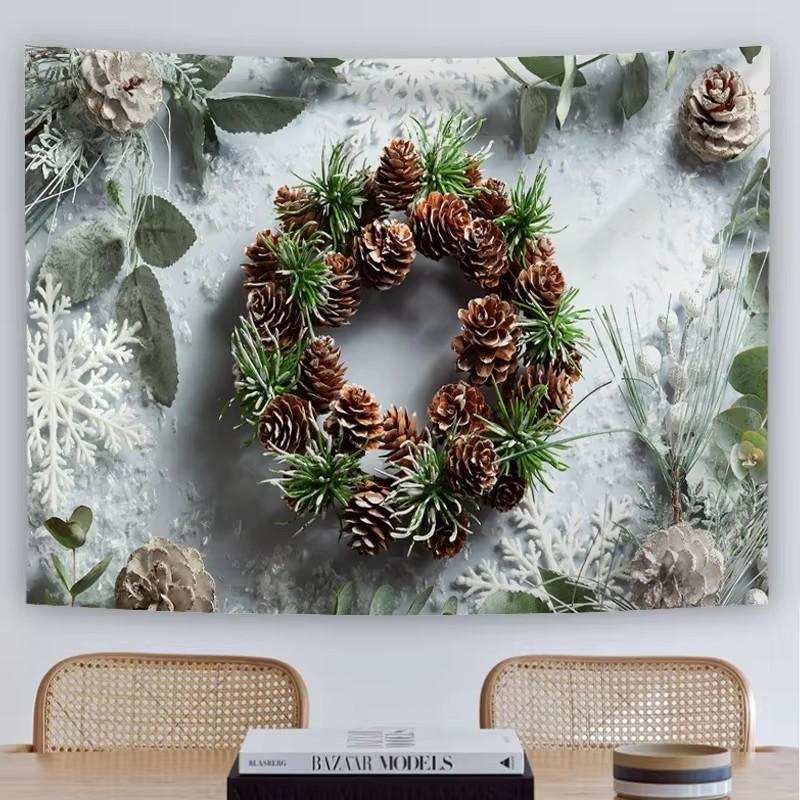 Customizable Christmas Backdrop Nordic-style Cross-border E-commerce Fireplace Tapestry Home Decor Photo Prop Hanging Cloth