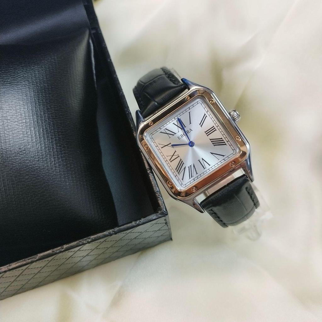 Damen-Quadrat-Quarz-Uhr mit Zwei-Zeiger-Rindslederarmband - Luxuriös, Wasserdicht und Modisch.