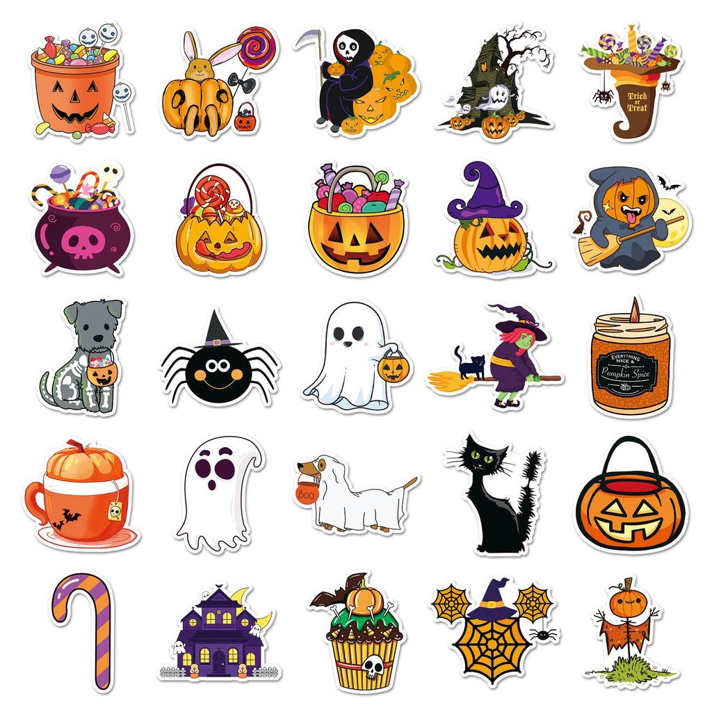 100 Halloween Graffiti Stickers: Personalized Cartoon Festival Decorations for Water Bottles & Phone Cases.