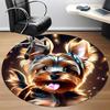 1pc Puppy Yorkie Office Round Area Rug, Indoor Mat Suitable ForOffice, Under Office Chairs Bedroom Living Room Home Decor T174