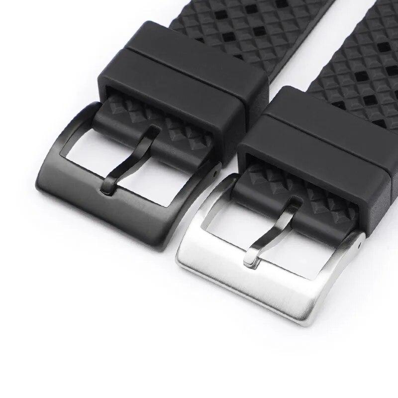 Fluorogumový řemínek FKM Pásek Rychloupínací Nerezová přezka Sportovní Vodotěsné Muži Ženy Vyměňte opasek k hodinkám 18/20/22/24 mm