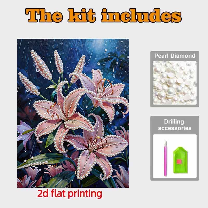 DIY Little Lily Pearl Diamond Art Kits Without Frame 30x40cm Gem Art Diamond Painting Kits for Adults/Beginners Gift Idea Home Wall Decor