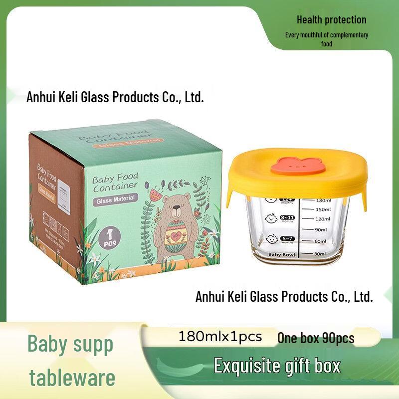 Abay 240ml Glass Baby Food Storage Containers, 3-Pack