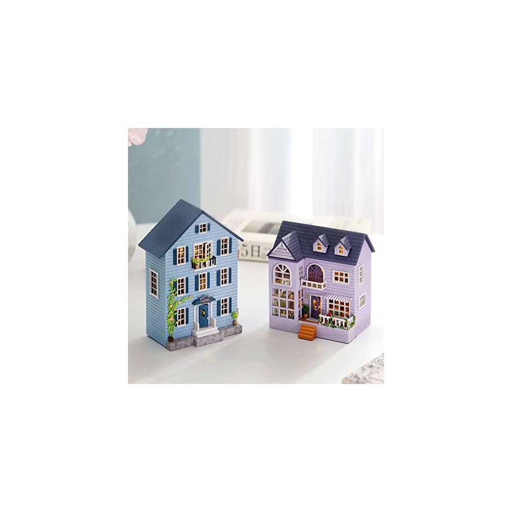 Cuteroom Wooden Dollhouse Kit DIY Miniature House with Furniture for Kids Boys and Girls