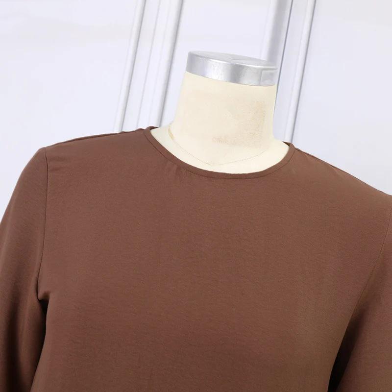 Elegant Puff Sleeve Solid Color Arabic Long Dress with Ruffles