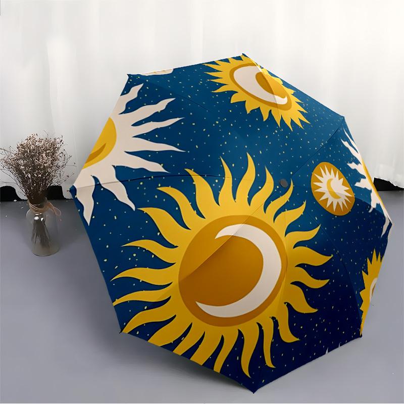 1pc Sun Moon Automatic Open/Close Umbrella with One Touch Button,, Windproof Design   Lightweight Portable Umbrella for Women & Men6145