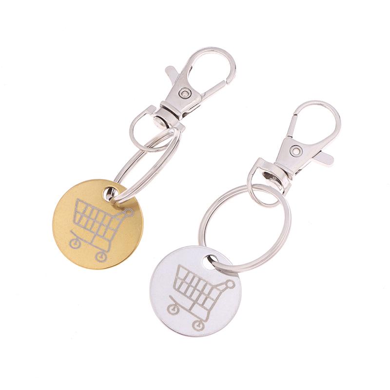 Shopping Trolley Tokens Key Ring With Carabiner Hook Mini Metal Supermarket Cart Remover Coin Label Keychain For Unisex