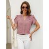 Summer new V-neck love petal pattern women's casual T-shirt top