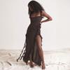 Ladies' Sexy Patchwork Temperament Slit Backless Long Dress
