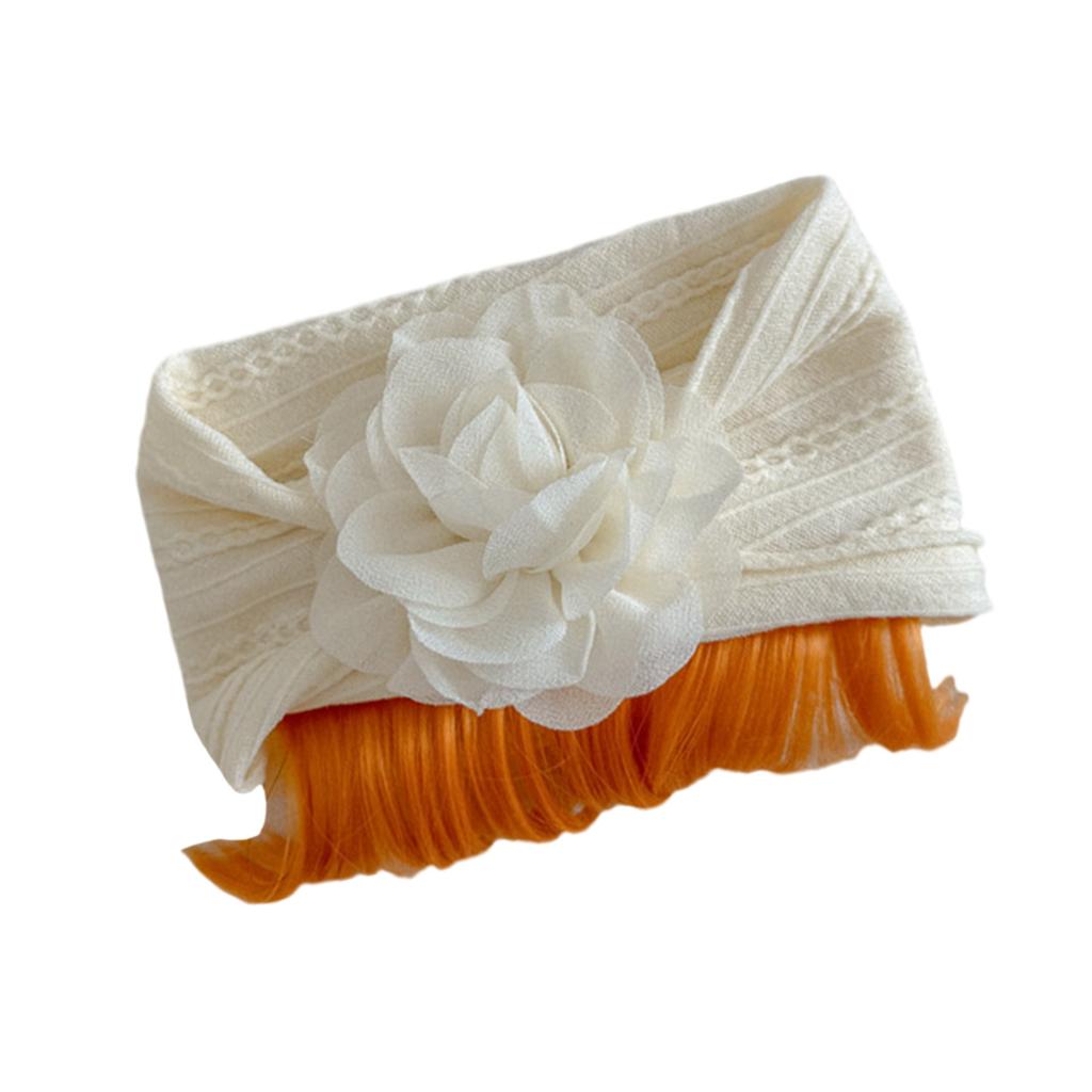 Infant Floral Faux Hair Band Comfortable Headwear Kids Fashionable Flower Wig Headband Cloth for Parties & Birthdays