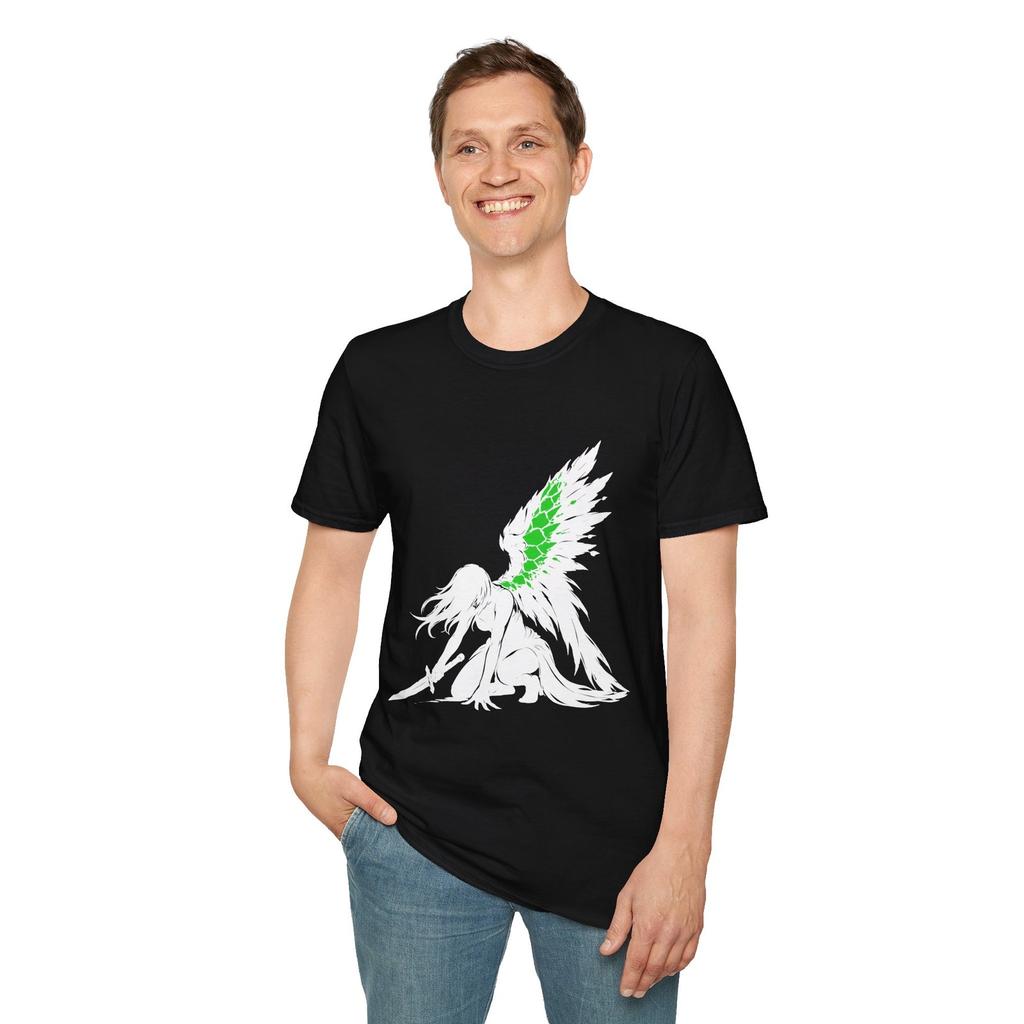 Fallen Angel Gothic Warrior Fantasy Sword Wing Unisex Softstyle T-Shirt
