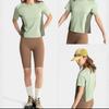 Li Ning CF Outdoor Series Solid Color Cool Comfort Skin-Friendly Antibacterial Short Sleeve T-Shirt Women Tops Bean-Paste-Green ATSV196-5