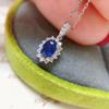 Huitan High Quality Blue CZ Sunflower Shaped Necklace for Women  Color Fashion Versatile Neck Jewelry Nice Gift for Friend